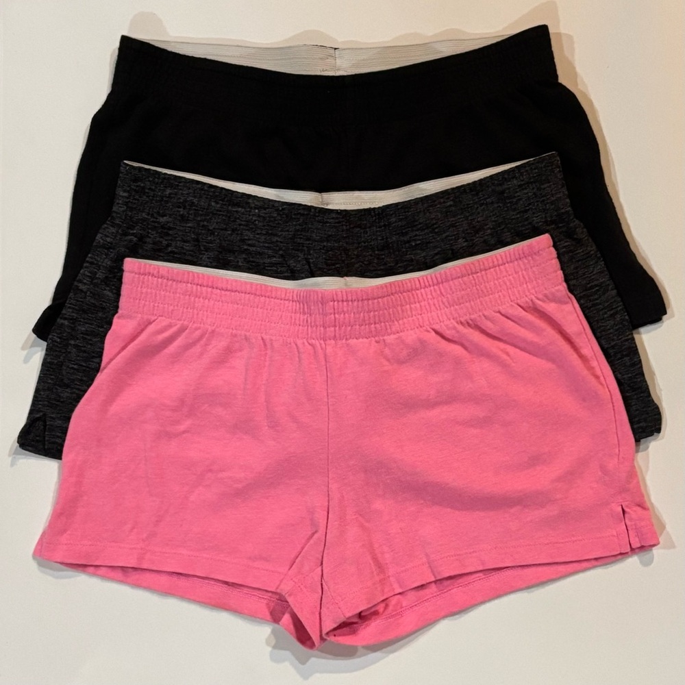 Set of 3 - Women's Athletic Shorts - Pink, Black, Gray